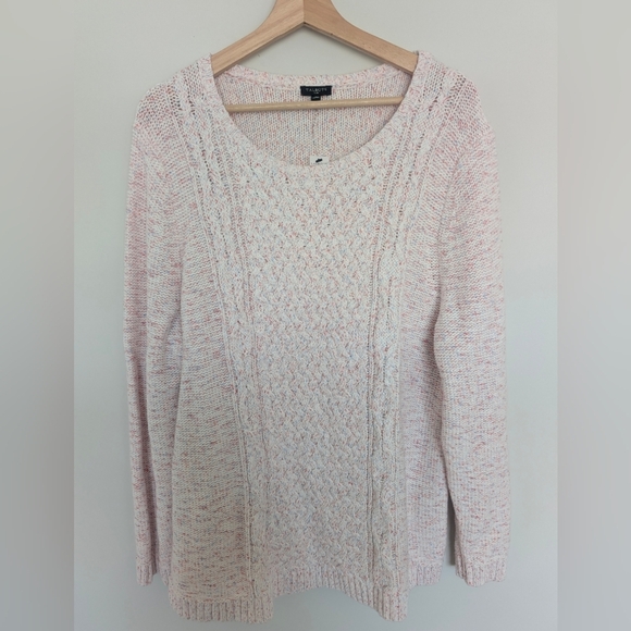 TALBOTS Cable Knit Pink Speckled Sweater Round Neckline Long Sleeve Plus Sz 2X - Picture 1 of 8